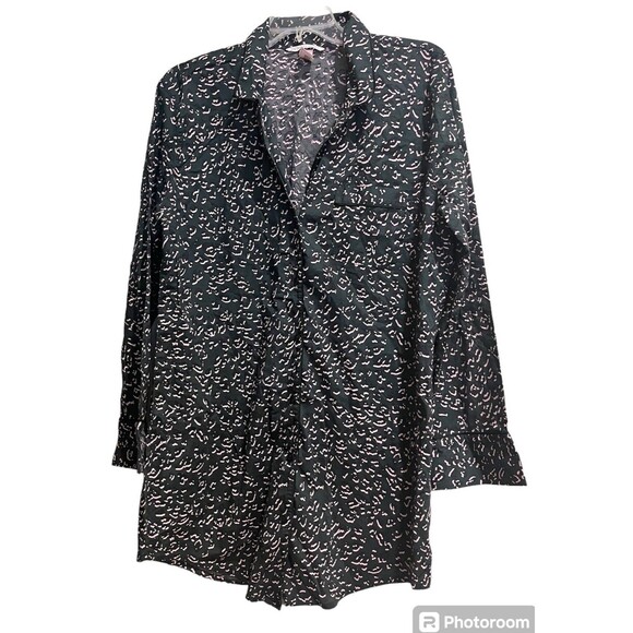 Victoria's Secret L Women’s PJ’s Top Long Button Up L Draw String Bottom Lace - Picture 1 of 5